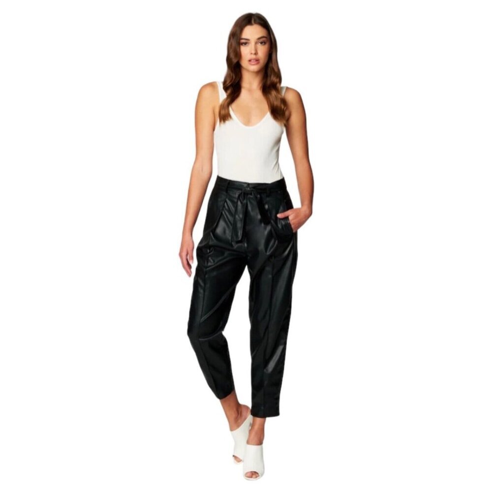 Blank‎ NYC Size 25 Black Vegan Faux Leather Pleated Pant Off The Record NWT